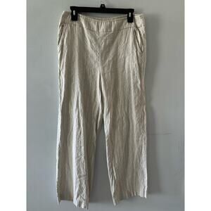 Chicos Pants Woman’s US 6 Chicos 0.5 Striped Linen Pull On Lightweight Neutral
